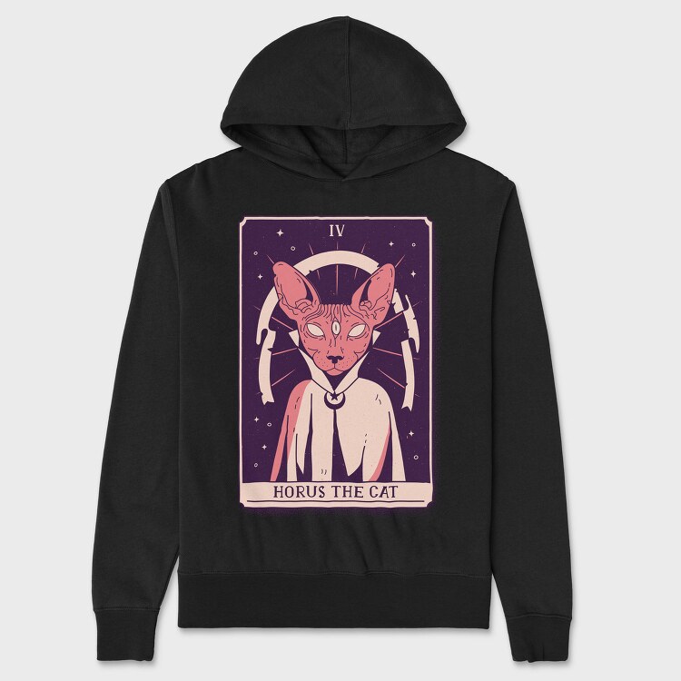 Cat Wizard Mystical Tarot Card Horus The Si, Hanorac Oversize Barbati (Unisex)