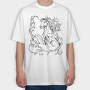 Hand Drawn Antique Horse Animal, Tricou Oversize Barbati (Unisex)