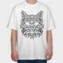 Hand Drawn Cat Animal Face Monochrome Fade, Tricou Oversize Barbati (Unisex)