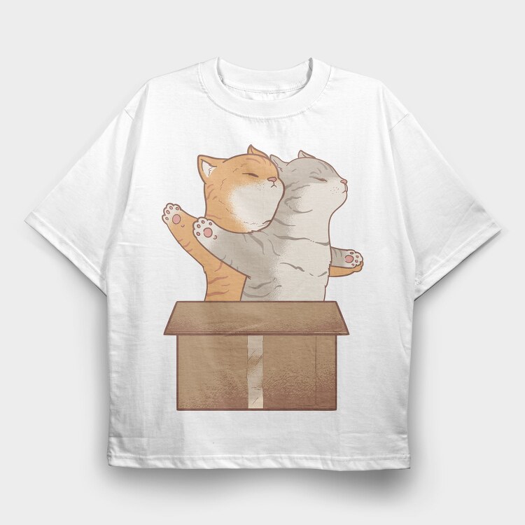 Cats In Love Titanic, Tricou Oversize Barbati (Unisex)