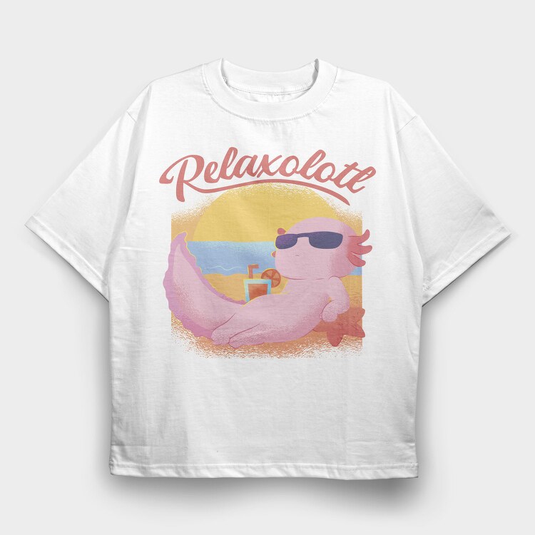 Axolotl At The Beach Relaxolotl, Tricou Oversize Barbati (Unisex)