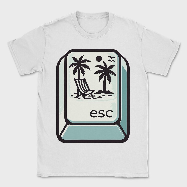 Beach Escape Key Esc, Tricou Barbati (Unisex)