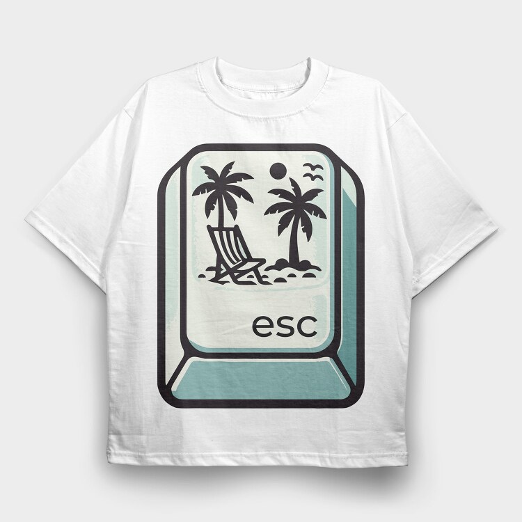 Beach Escape Key Esc, Tricou Oversize Barbati (Unisex)