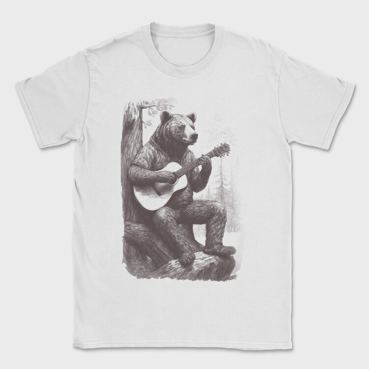 Bear Playing Guitar Hand Drawn, Tricou Barbati (Unisex)