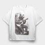 Bear Playing Guitar Hand Drawn, Tricou Oversize Barbati (Unisex)