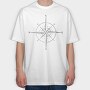 Hand Drawn Compass Rose Illustration, Tricou Oversize Barbati (Unisex)