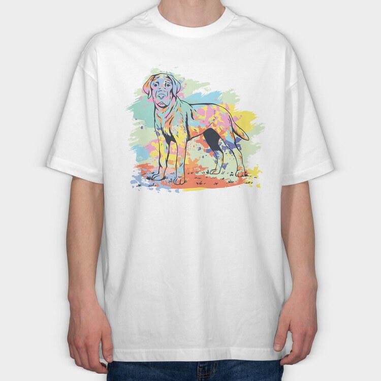 Labrador Retriever Watercolor, Tricou Oversize Barbati (Unisex)