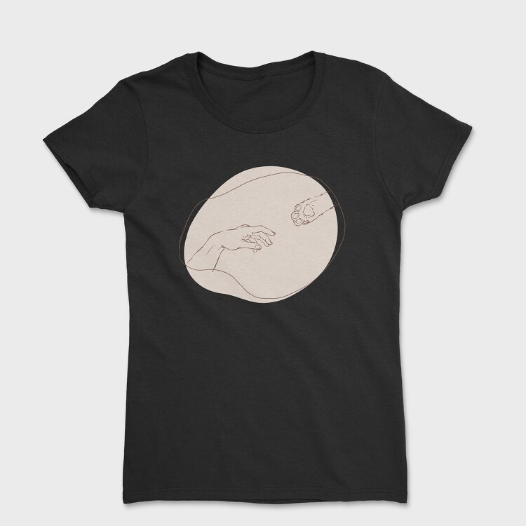 Hand And Cat Animal Paw Creation Moment, Tricou Femei