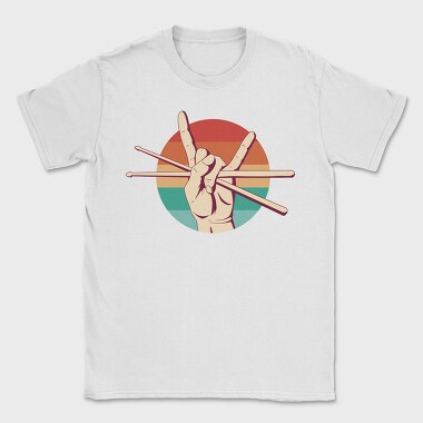 Hand Holding Drum Sticks Drummer Retro Sunset, Tricou Barbati (Unisex)