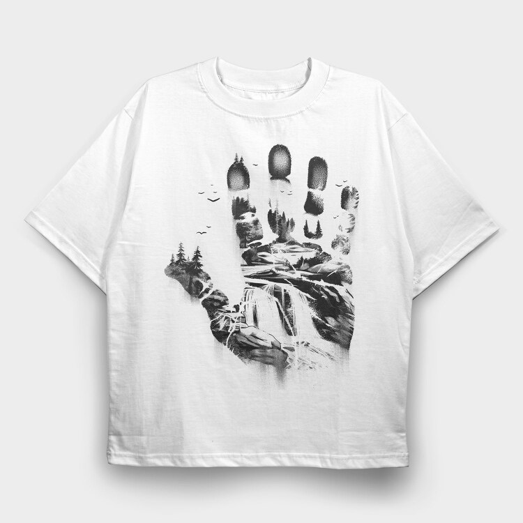 Handprint Forest, Tricou Oversize Barbati (Unisex)
