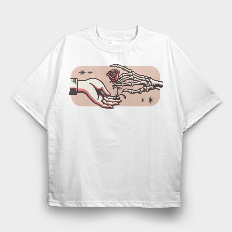 Hands And Rose, Tricou Oversize Barbati (Unisex)