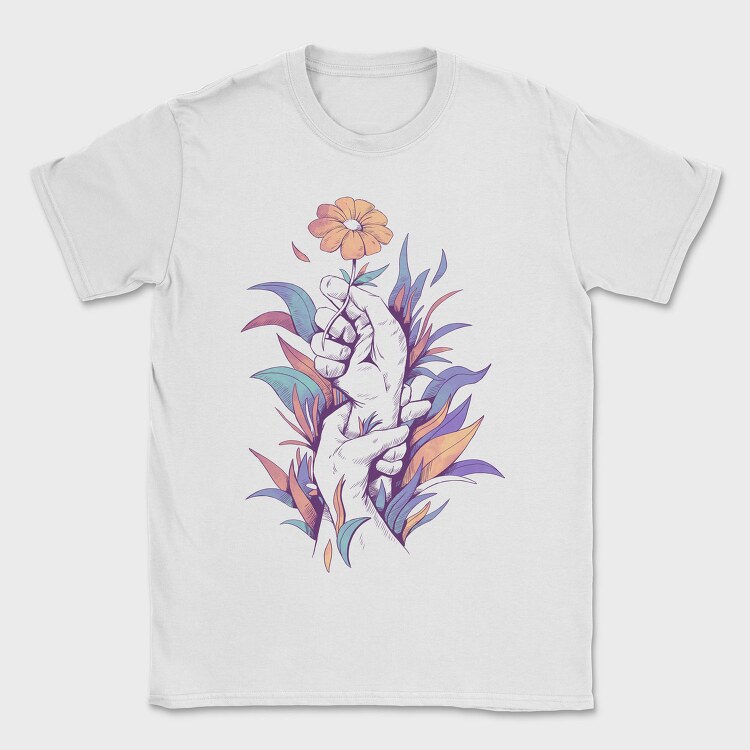Hands Holding A Flower Plants, Tricou Barbati (Unisex)