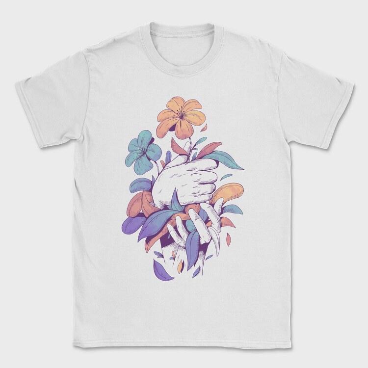 Hands Holding Flowers And Leaves Plants 03, Tricou Barbati (Unisex)