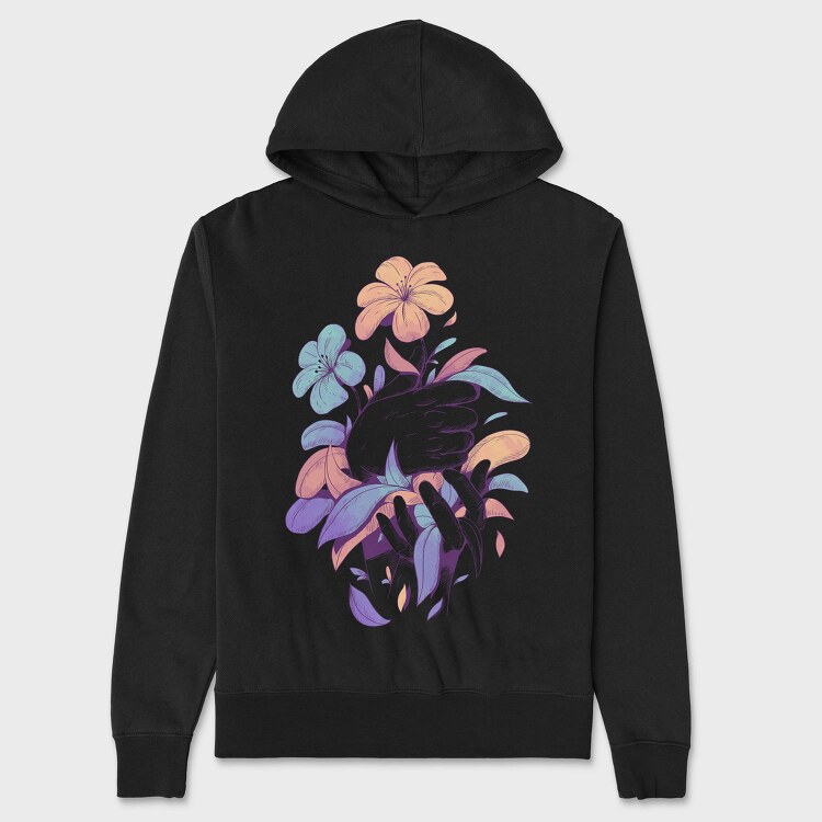 Hands Holding Flowers And Leaves Plants 03, Hanorac Oversize Barbati (Unisex)