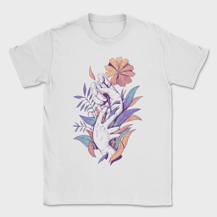 Hands Holding Leaves And Flowers Plants 08, Tricou Barbati (Unisex)