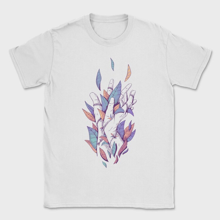 Hands With Color Leaves Plants, Tricou Barbati (Unisex)