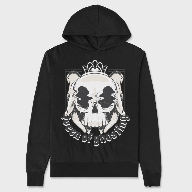 Hands With Skull Queen Of Ghosting Anti Valentines, Hanorac Oversize Barbati (Unisex)