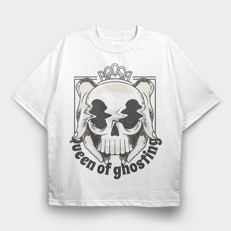 Hands With Skull Queen Of Ghosting Anti Valentines, Tricou Oversize Barbati (Unisex)