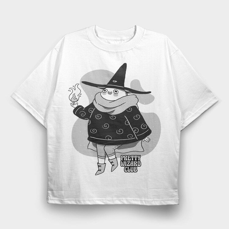 Happy Cartoon Wizard Pretty Club, Tricou Oversize Barbati (Unisex)