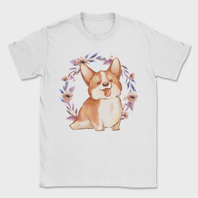 Happy Corgi Dog Watercolor Pillow, Tricou Barbati (Unisex)