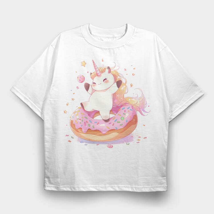 Happy Unicorn Donut, Tricou Oversize Barbati (Unisex)