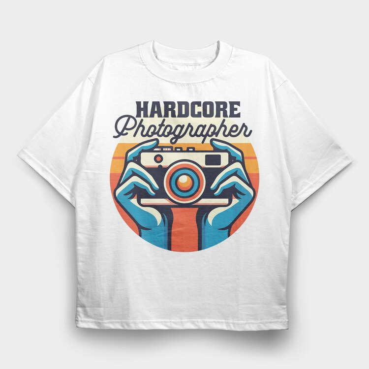 Hardcore Photographer, Tricou Oversize Barbati (Unisex)