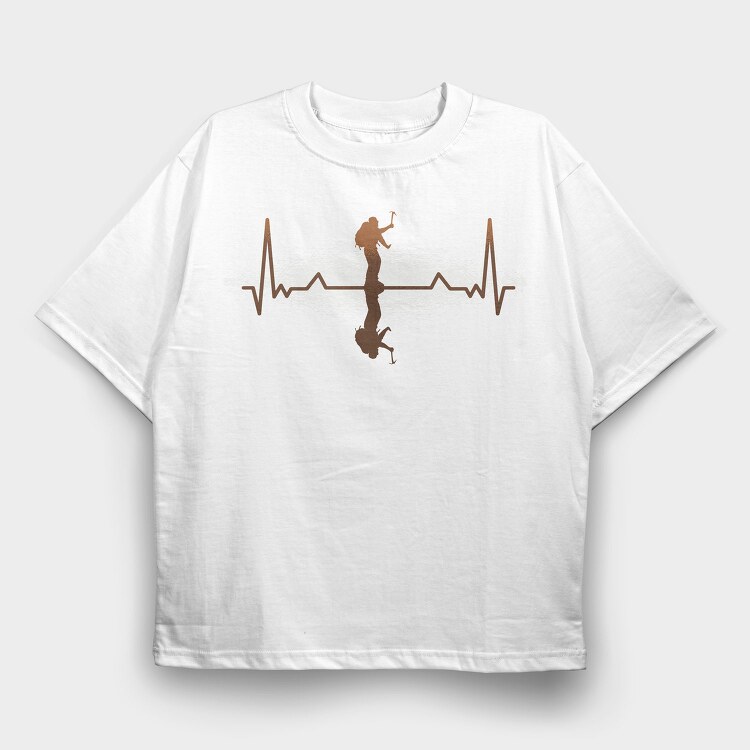 Heartbeat Mountaineer Heartbea, Tricou Oversize Barbati (Unisex)