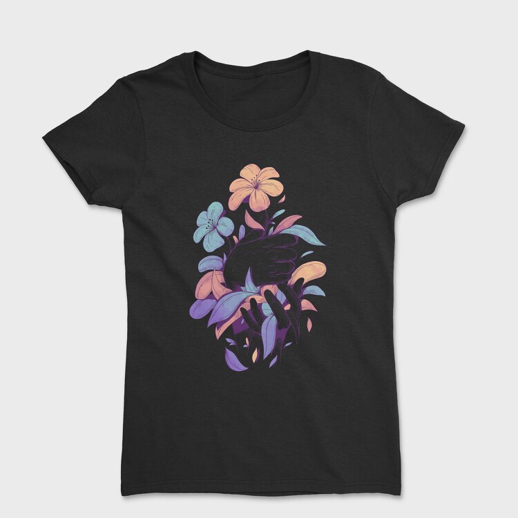 Hands Holding Flowers And Leaves Plants 03, Tricou Femei