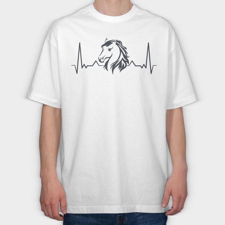 Heartbeat Horse, Tricou Oversize Barbati (Unisex)