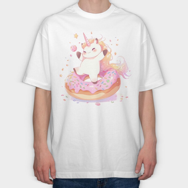 Happy Unicorn Donut, Tricou Oversize Barbati (Unisex)