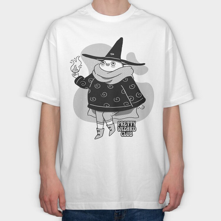 Happy Cartoon Wizard Pretty Club, Tricou Oversize Barbati (Unisex)