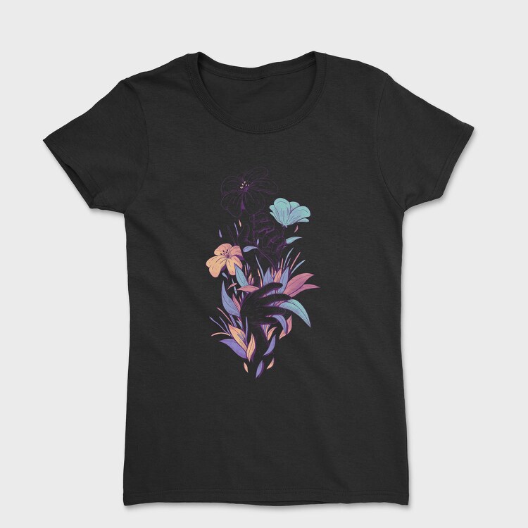 Hands With Flowers And Leaves Plants, Tricou Femei