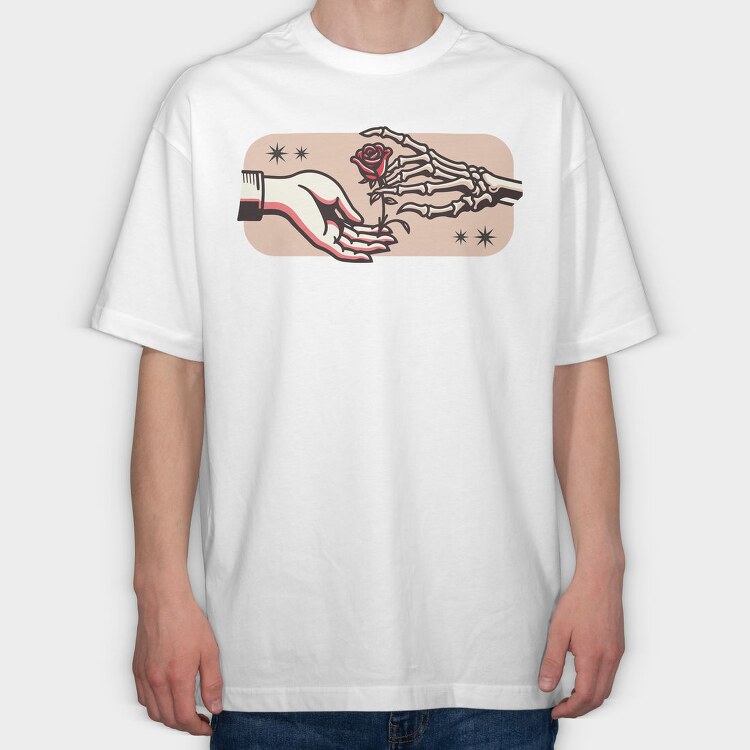 Hands And Rose, Tricou Oversize Barbati (Unisex)