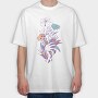 Hands With Flowers And Leaves Plants, Tricou Oversize Barbati (Unisex)