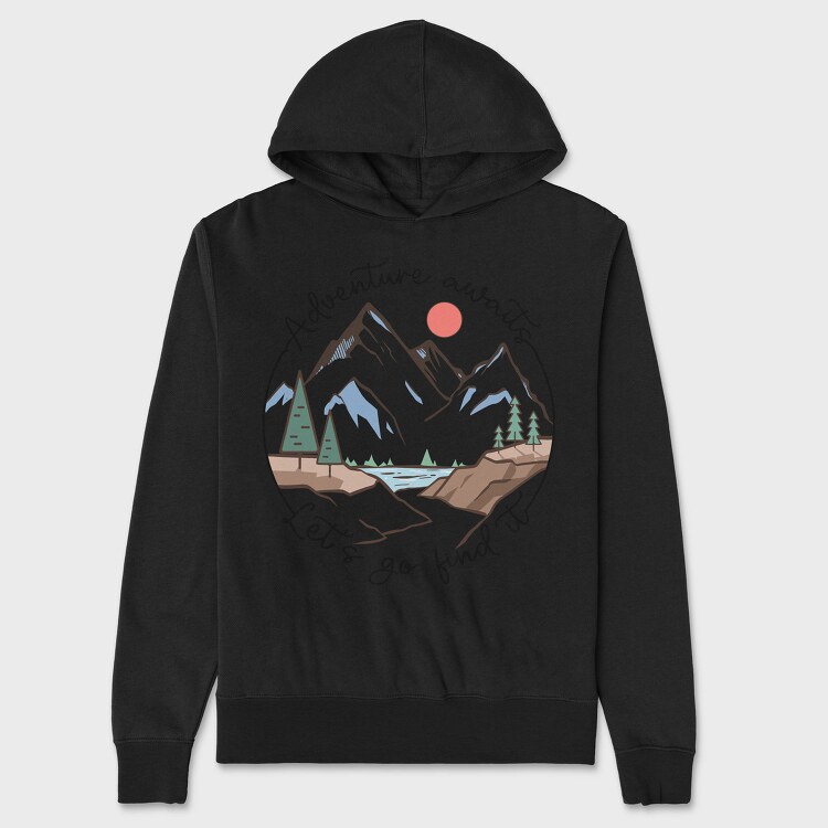 Adventure Awaits Lets Go Find It, Hanorac Oversize Barbati (Unisex)