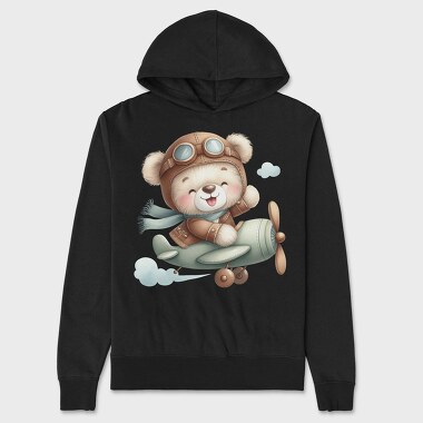 Airplane Flying Bear, Hanorac Oversize Barbati (Unisex)
