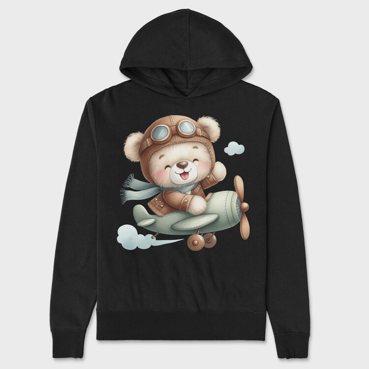 Airplane Flying Bear, Hanorac Oversize Barbati (Unisex)