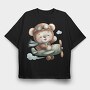 Airplane Flying Bear, Tricou Oversize Barbati (Unisex)