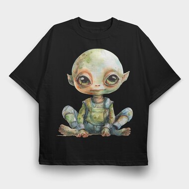 Alien Baby Space, Tricou Oversize Barbati (Unisex)
