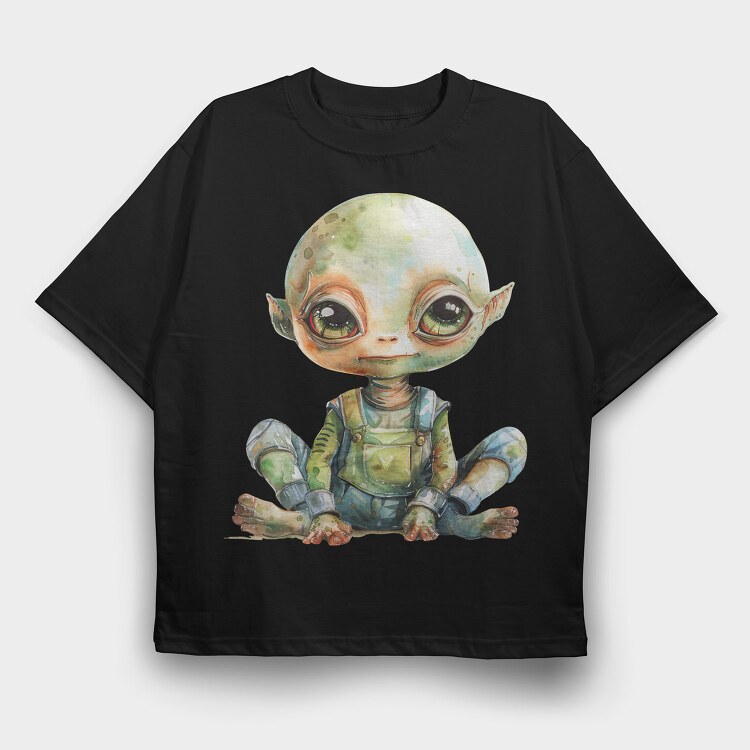 Alien Baby Space, Tricou Oversize Barbati (Unisex)