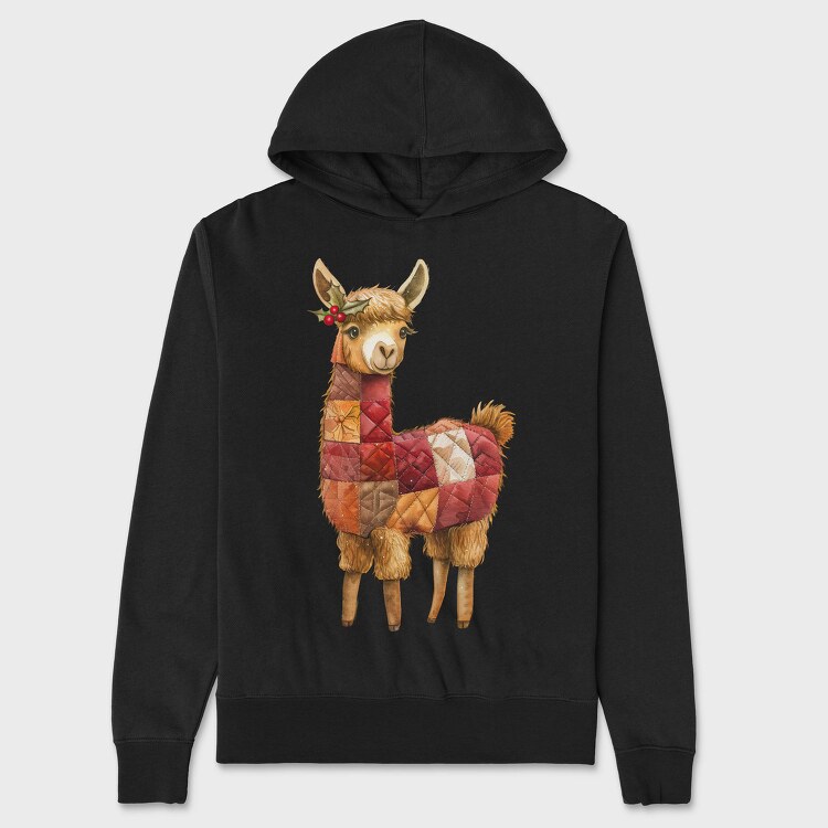 Alpaca Christmas Patchwork, Hanorac Oversize Barbati (Unisex)