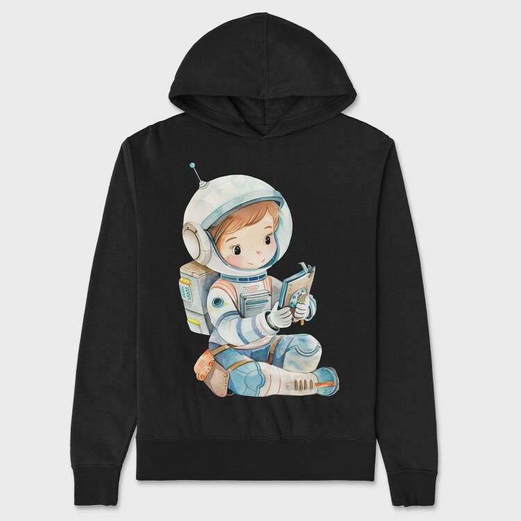 Astronaut Reading Book, Hanorac Oversize Barbati (Unisex)