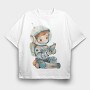 Astronaut Reading Book, Tricou Oversize Barbati (Unisex)