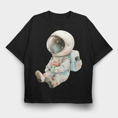 Astronaut Sleeping With Cube, Tricou Oversize Barbati (Unisex)
