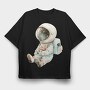 Astronaut Sleeping With Cube, Tricou Oversize Barbati (Unisex)