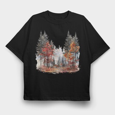 Autumn Forest Clippart, Tricou Oversize Barbati (Unisex)
