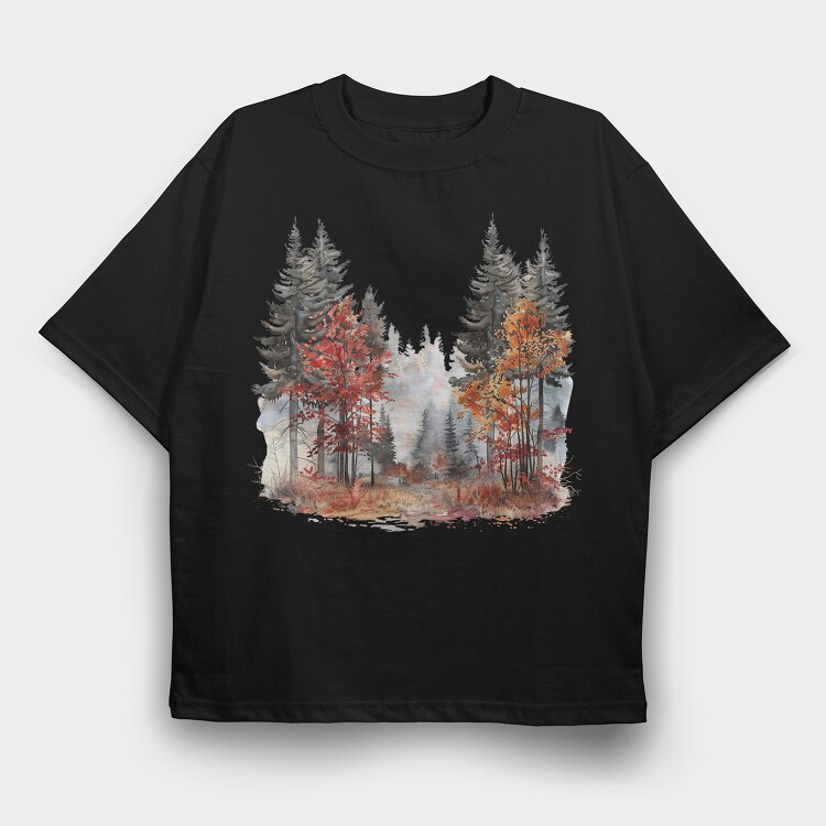 Autumn Forest Clippart, Tricou Oversize Barbati (Unisex)