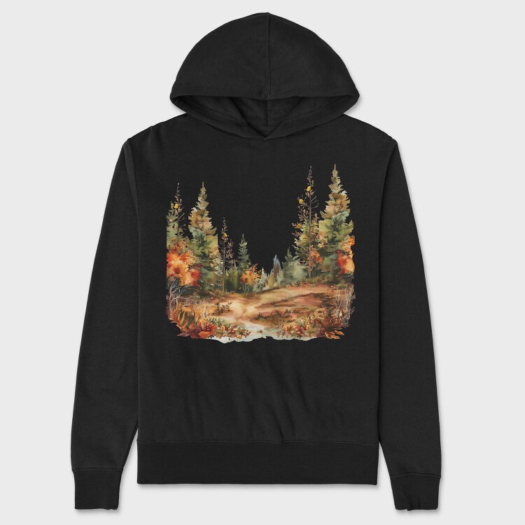 Autumn Forest Path, Hanorac Oversize Barbati (Unisex)