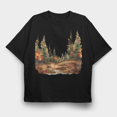 Autumn Forest Path, Tricou Oversize Barbati (Unisex)