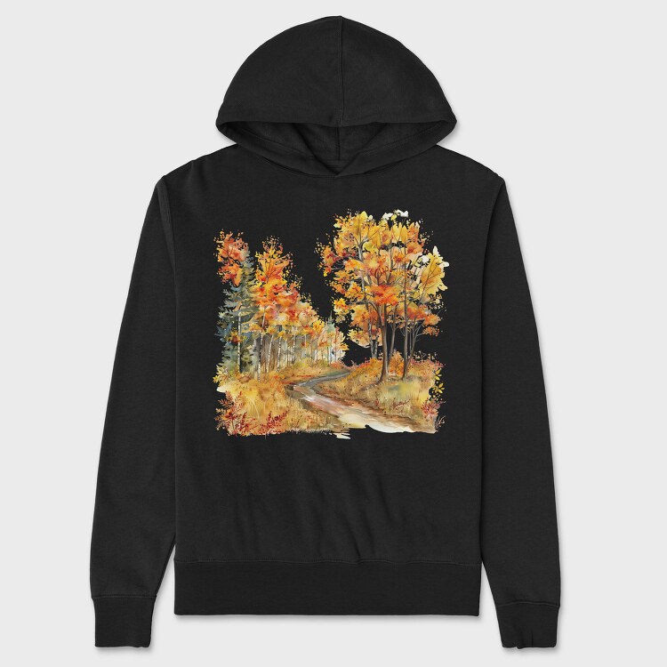 Autumn Forest Stream, Hanorac Oversize Barbati (Unisex)